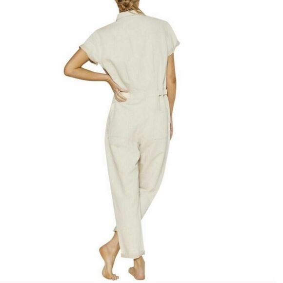 NWT Outerknown Jumpsuit Cotton Linen Blend Natural Beige - Picture 2 of 13